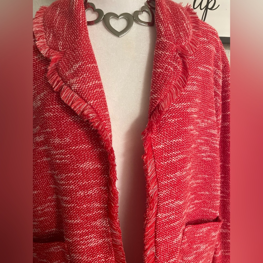 Pre Owned Women’s ELLE Waist Coat Jacket with Fringe & Pockets Size L - Picture 4 of 11
